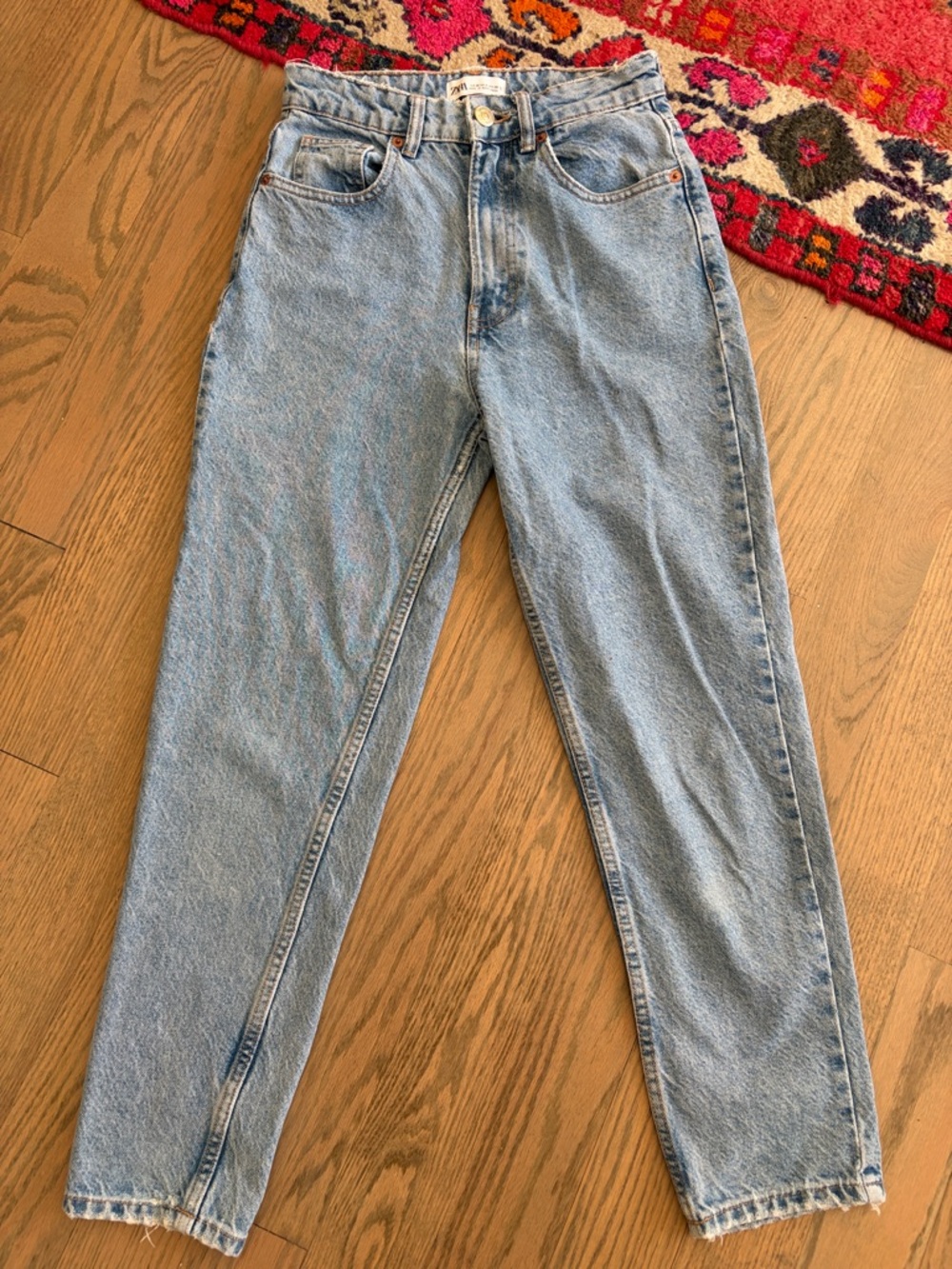 Zara Distressed High-Rise Light Wash Jeans